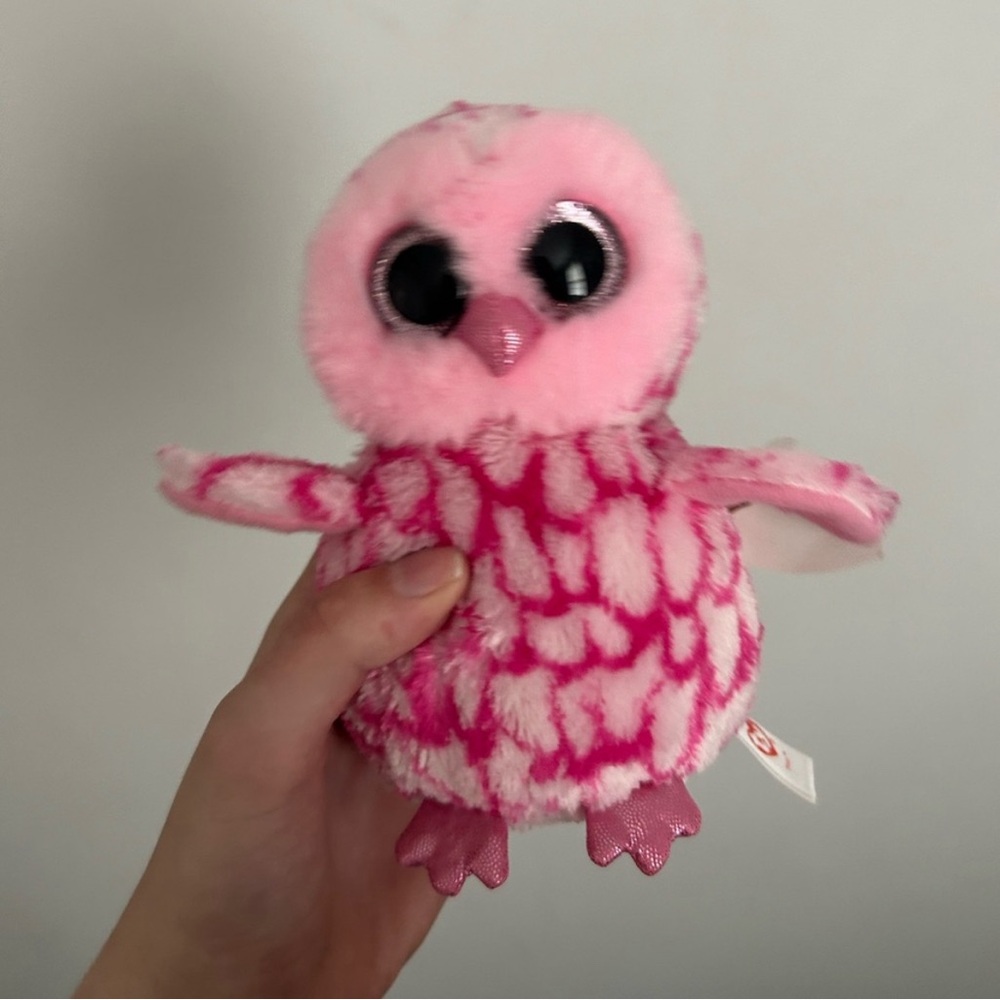 “Pinky” Ty Pink Stuffed Owl Toy